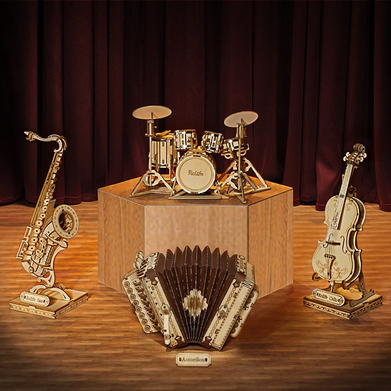 Saxophone Drum kit Accordion Cello